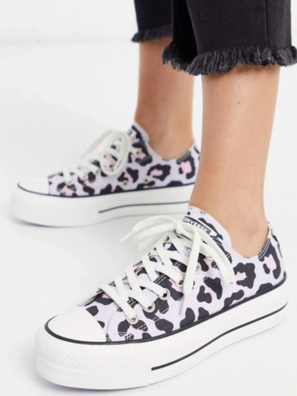 Converse platform low sneaker purple Black pink leopard print All Star Shoe Y3 5